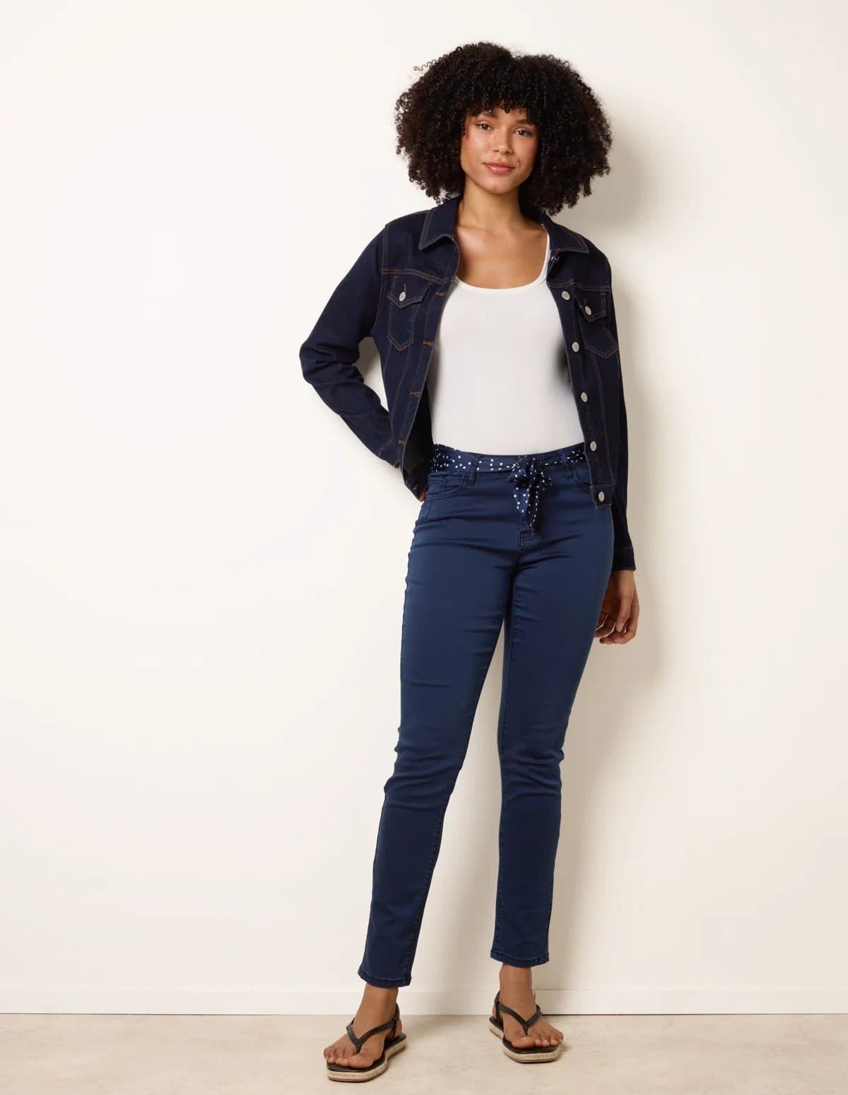 Blue Vanilla Slim Leg Stretch Denim Scarf Trousers