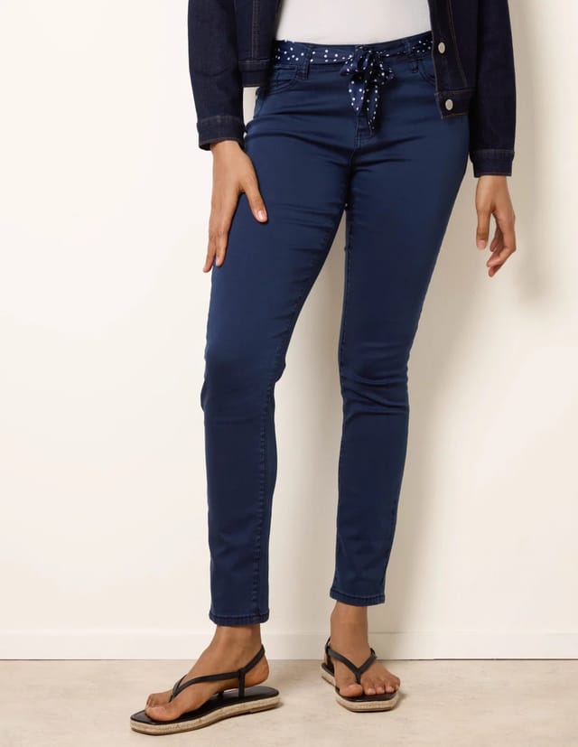 Blue Vanilla Slim Leg Stretch Denim Scarf Trousers - 2