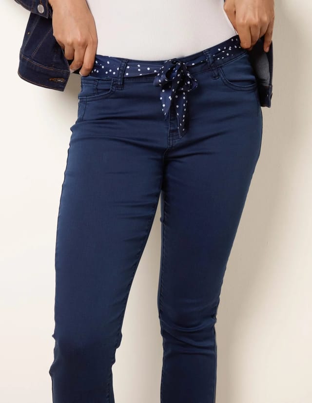 Blue Vanilla Slim Leg Stretch Denim Scarf Trousers - 3