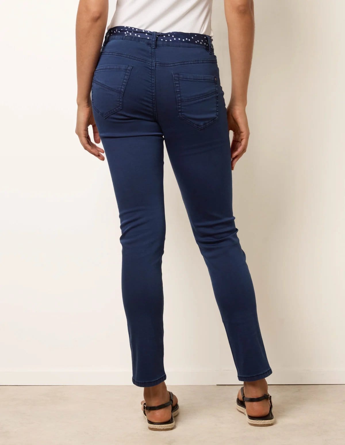 Blue Vanilla Slim Leg Stretch Denim Scarf Trousers - 4