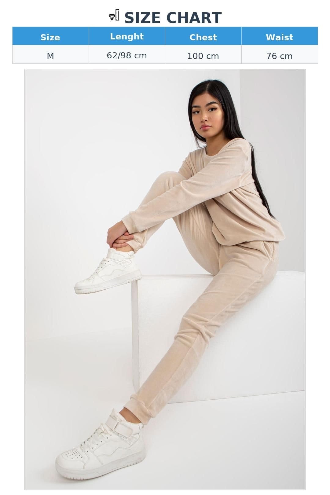 Love Lace Love Lace Women's Velour Blouse & Tie Waist Pants Set Style 175104 in Beige - 4
