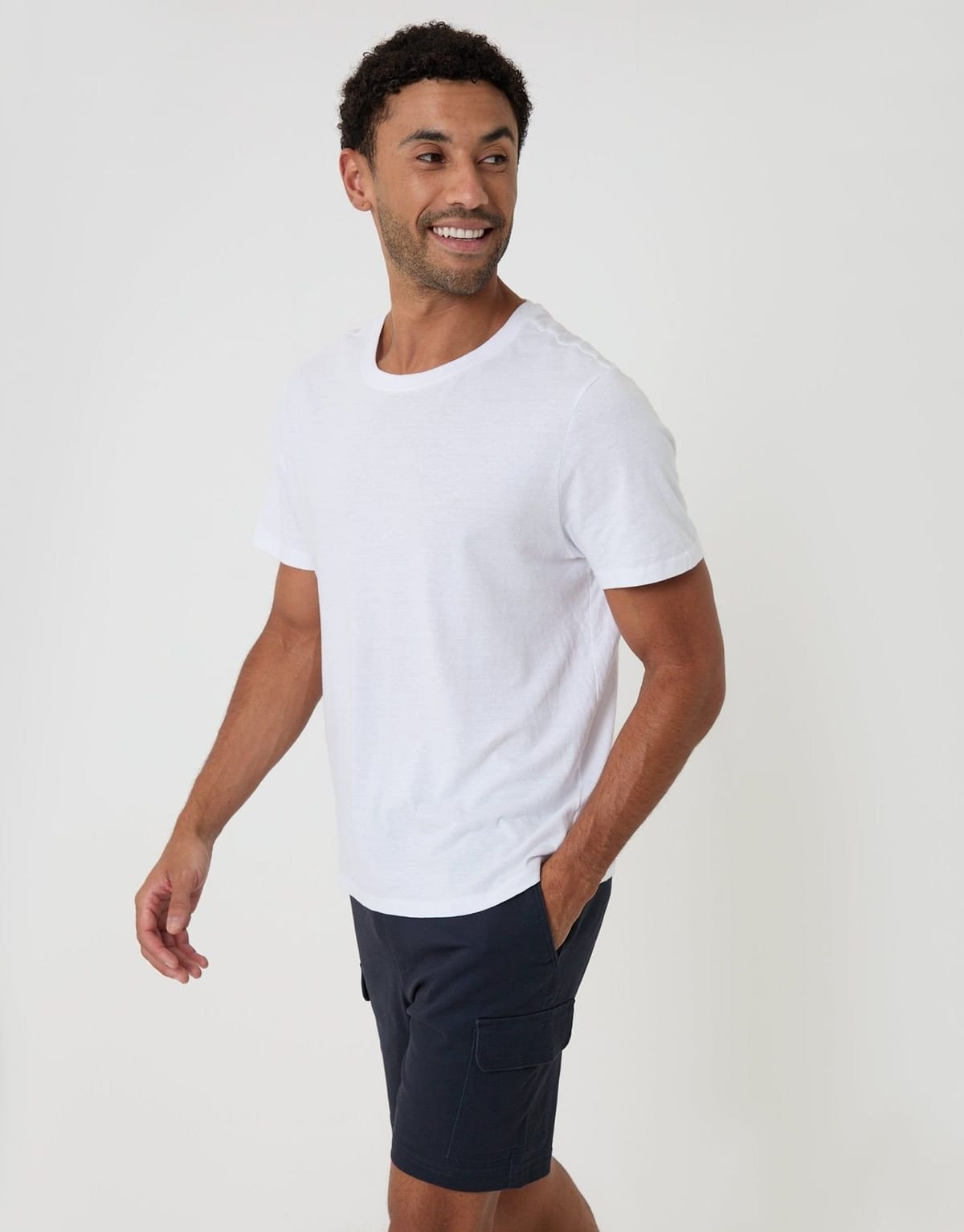 Threadbare threadbare Men's Shorter Length Elasticated Waist Stretch Cargo Shorts in Blue - 1
