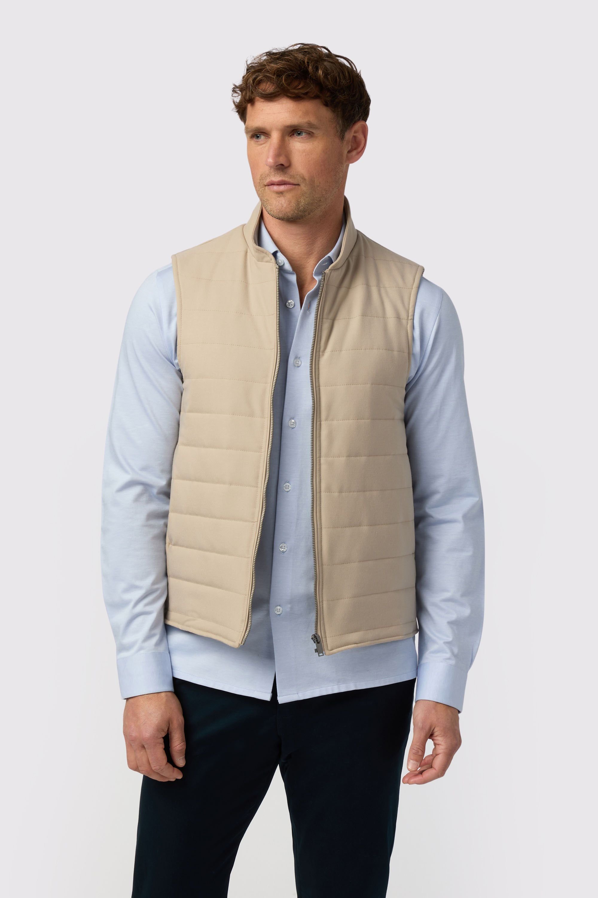 Melka Melka Men's Zip Through Gilet in Nude - 2