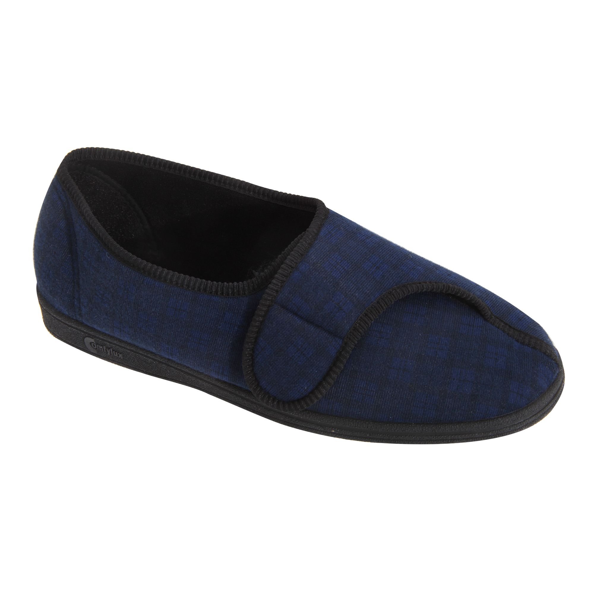 Comfylux Comfylux Men's Paul Check Slippers in Navy - 4