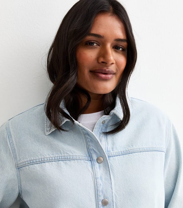 New Look Women's Plus Size Light Blue Denim Shacket Curves New Look - 2