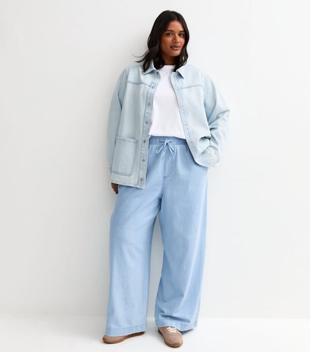 New Look Women's Plus Size Light Blue Denim Shacket Curves New Look - 3