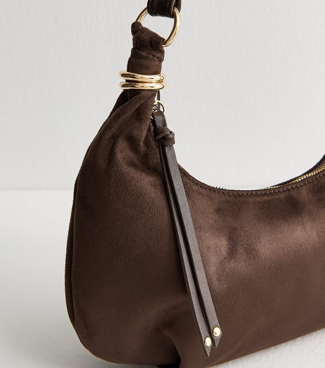 New Look Brown Faux Suede Scooped Top Shoulder Bag Vegan New Look - 3