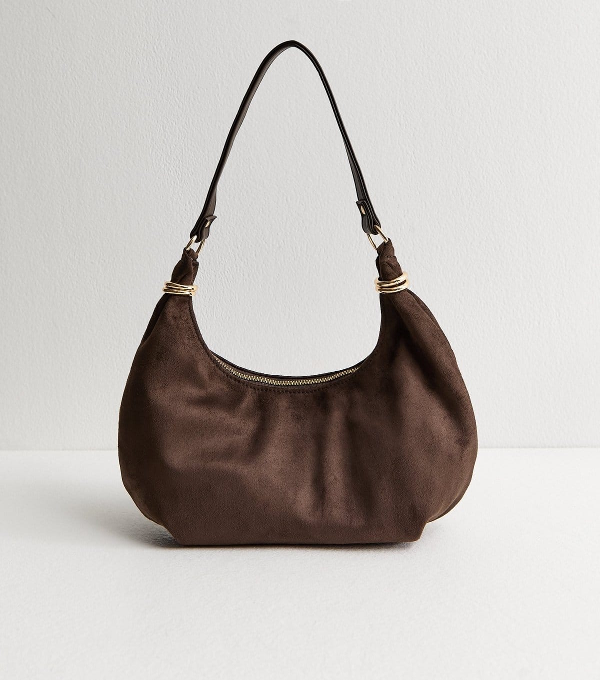 New Look Brown Faux Suede Scooped Top Shoulder Bag Vegan New Look - 4