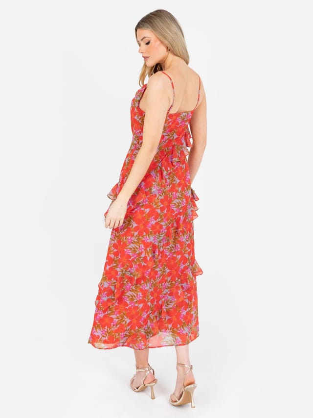 Anaya with Love Anaya with Love Women's Tropical Print Strappy Cowl Neck Midi Dress - 3