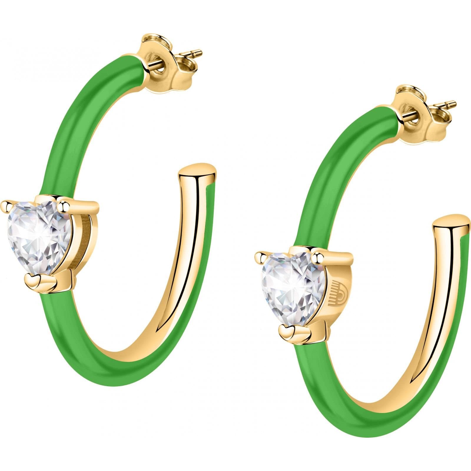 Chiara Ferragni Chiara Ferragni Green Enamel Hoop Earrings