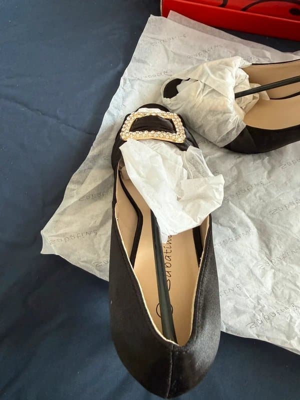 Glamour n glitz Women’s Black Sabatine Open Toe Kitten Heel UK Size 5