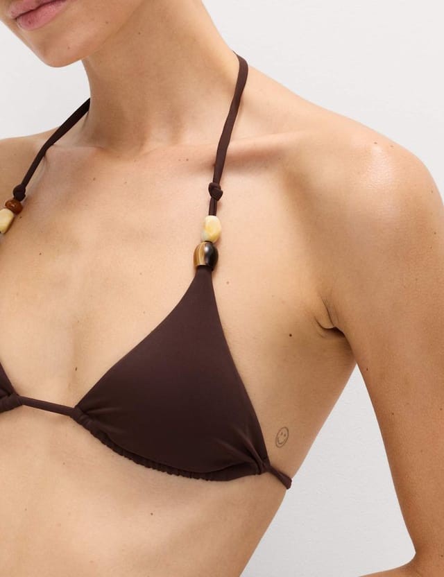 Marks & Spencer M&S Beaded Triangle Bikini Top Peat - 3