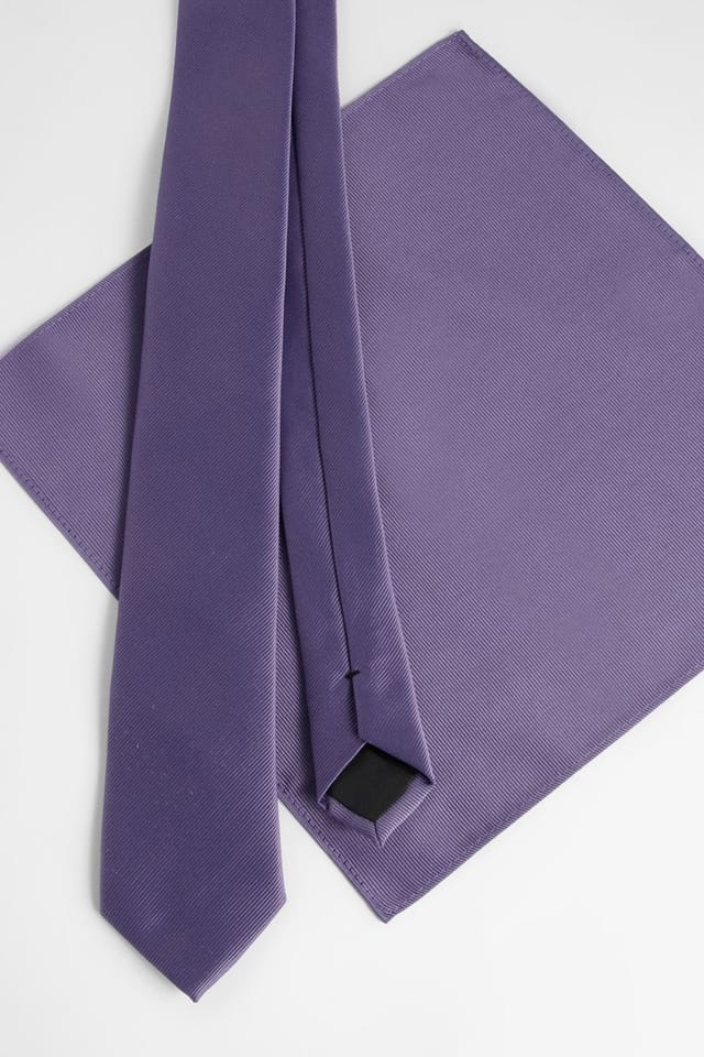 Burton Burton Men's Grey Blue Tie & Pocket Square - 3