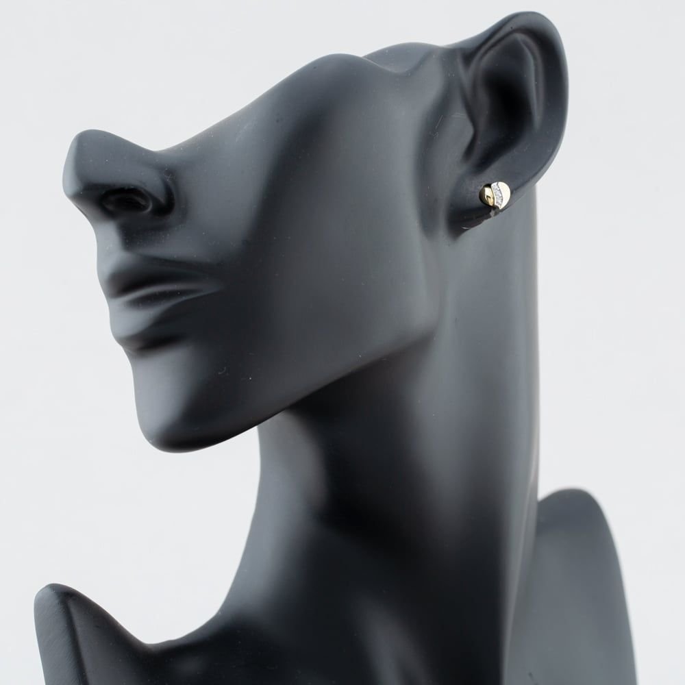 T.H.Baker T.H.Baker Women's 9ct Yellow Gold Brilliant Cut Diamond Curved Heart Studs Earrings E813-9 - 3