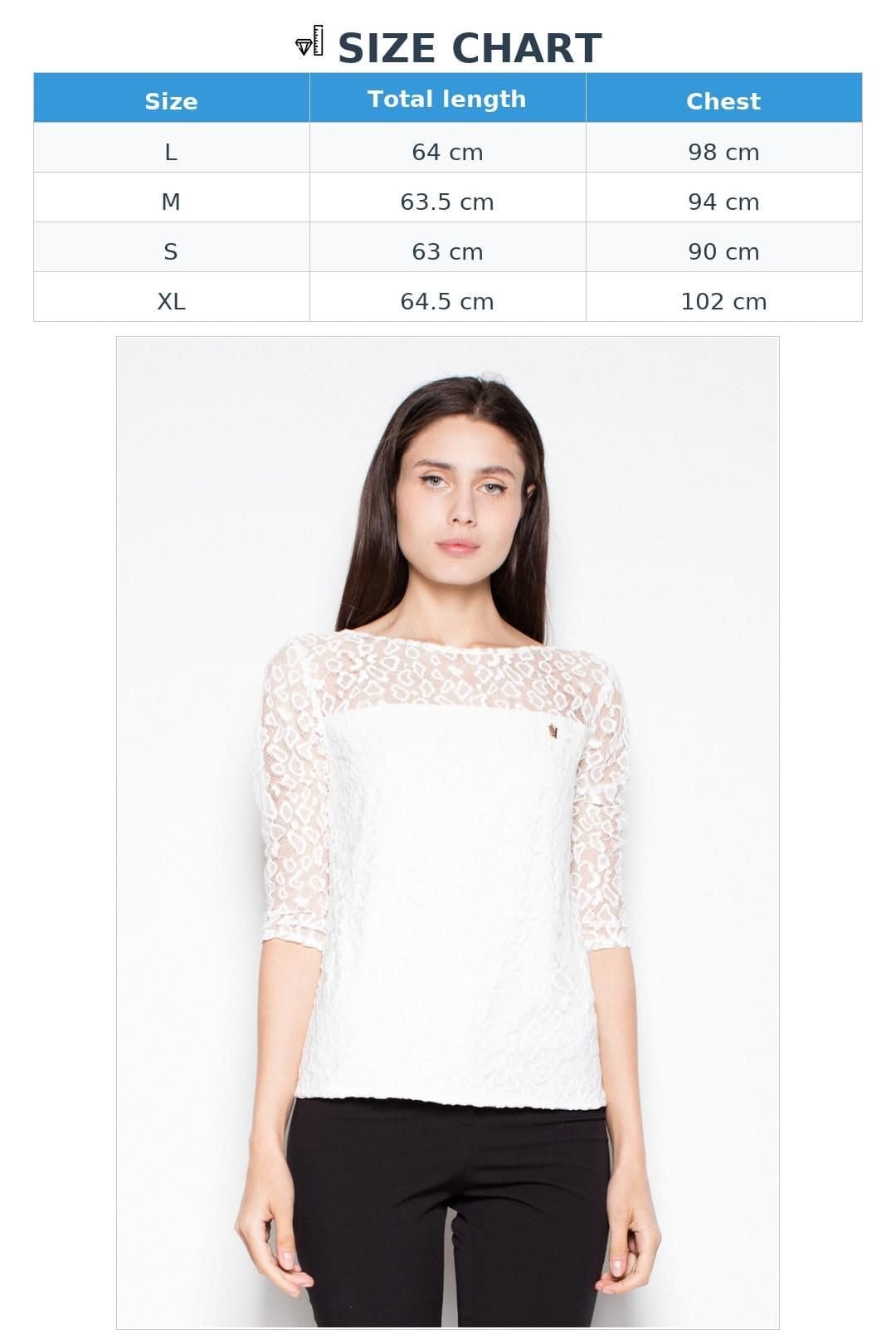 Love Lace Love Lace Women's Chic 3/4 Sleeve Spot Blouse in White - 4