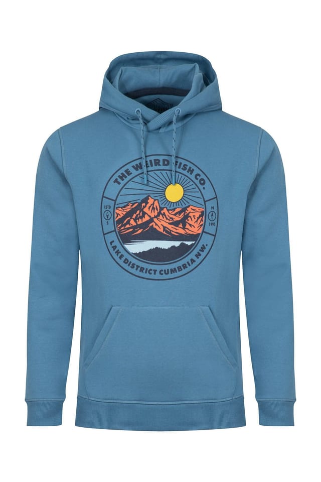 Weird Fish Weird Fish Men's Bryant Front Print Graphic Popover Hoodie in Mid Blue - 2