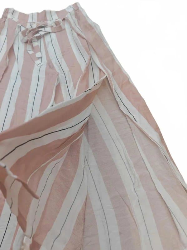 New Look New look split openleg pink white stripe capri trousers 8 uk