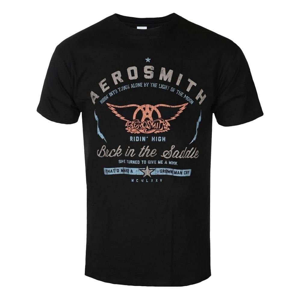 aerosmith Aerosmith Men's Back In The Saddle Cotton T-Shirt in Black