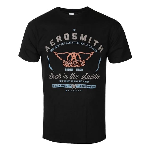 aerosmith Aerosmith Men's Back In The Saddle Cotton T-Shirt in Black - 2