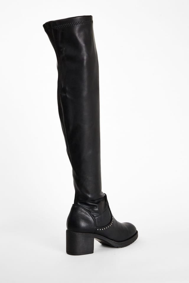 Shnoo Shnoo Women's Studded Over-the-Knee Block Heel Boots in Black - 3