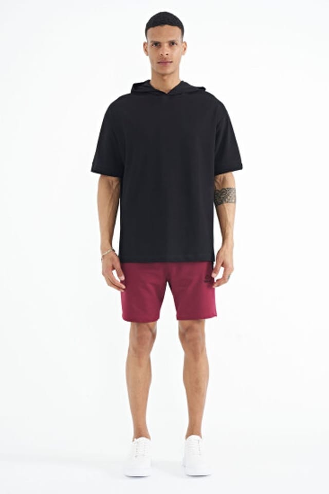 Tommy Life Tommy Life Men's Oversized Hooded Short-sleeve T-shirt in Black - 2