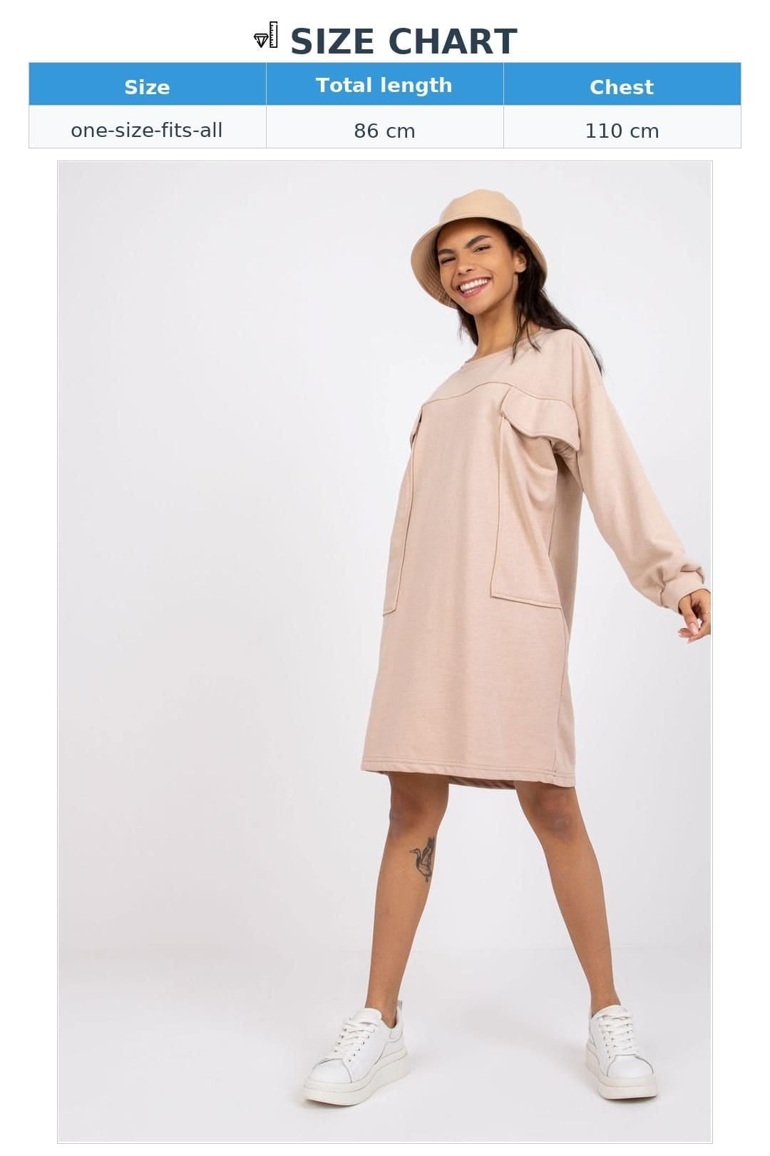 Love Lace Love Lace Women's Loose Fit Long Sleeve Dress with Front Pockets in Beige - 4
