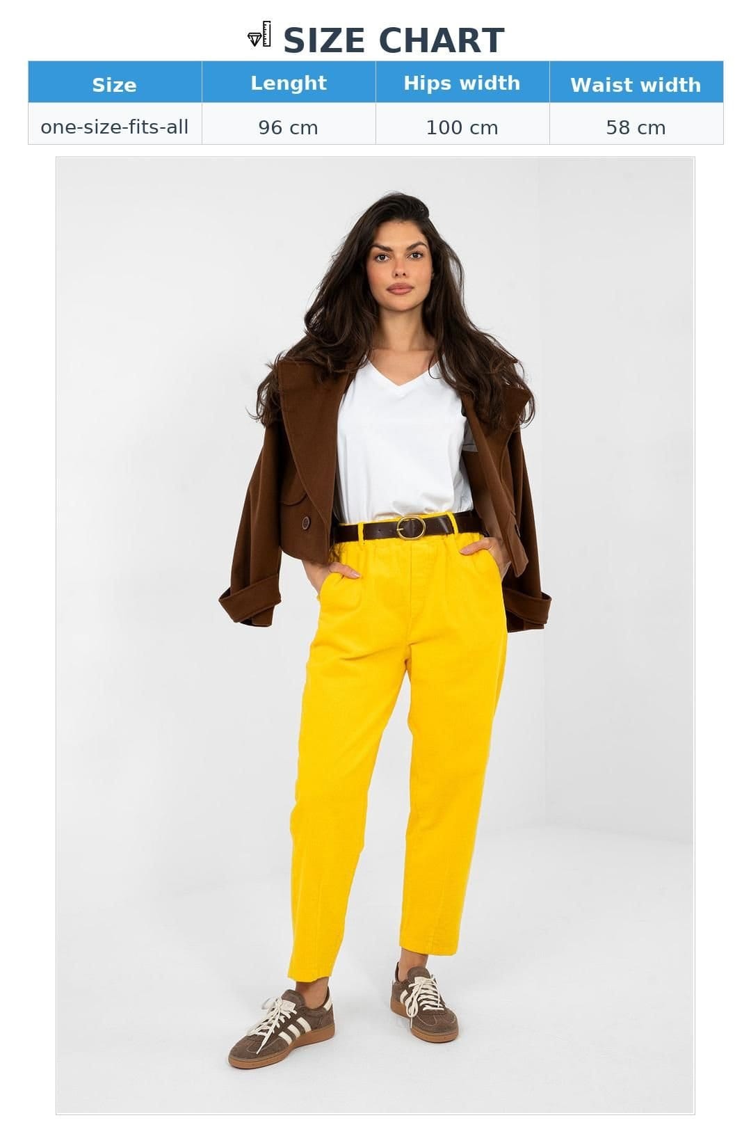 Love Lace Love Lace Women's Corduroy High Waist Carrot Pants in Yellow - 4