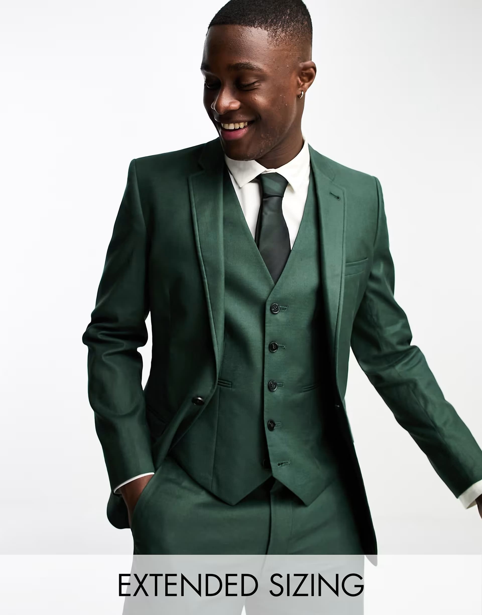 ASOS ASOS DESIGN super skinny linen mix suit jacket in forest green
