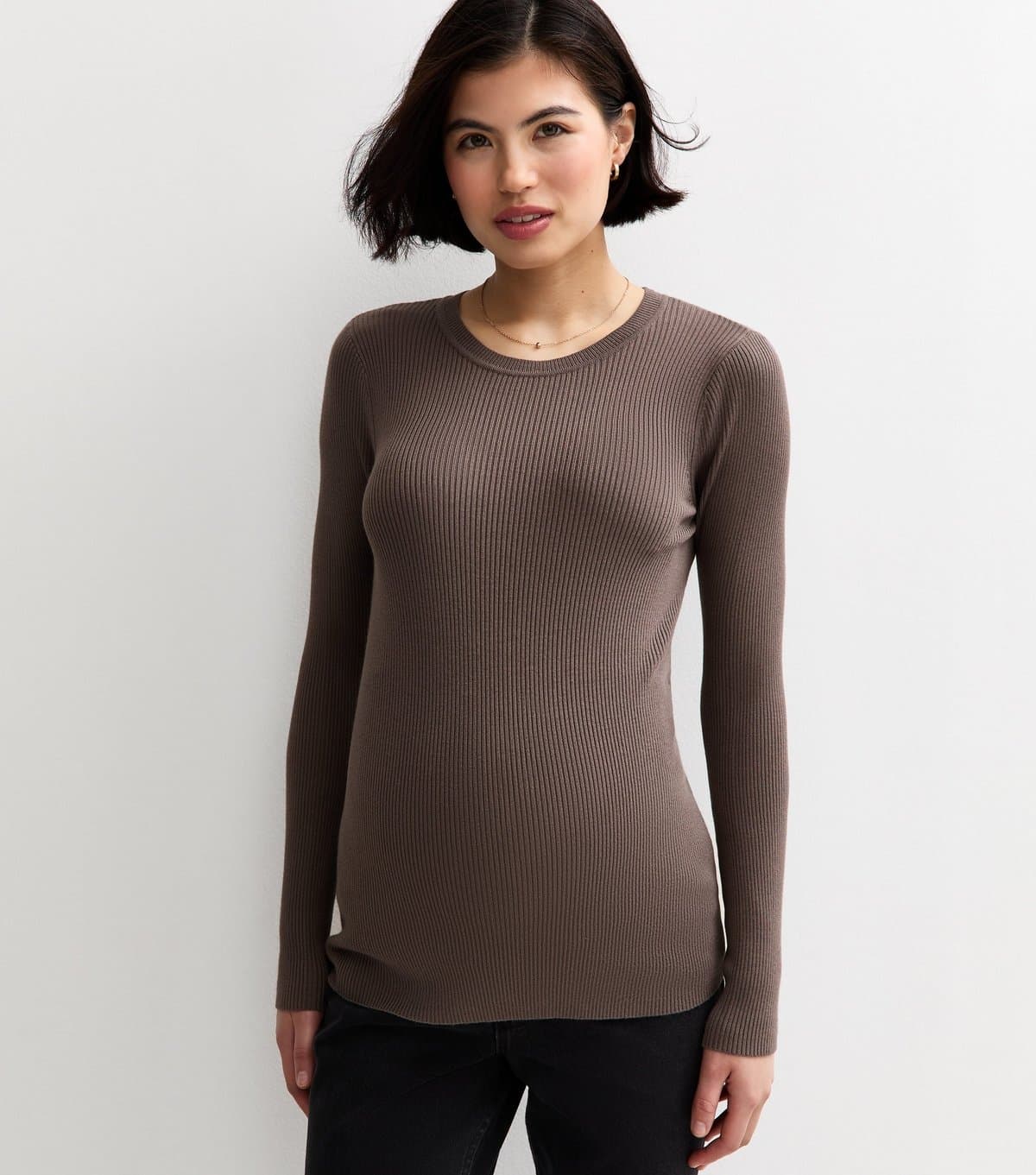 New Look New Look Mink Maternity Rib Crew Neck Jumper