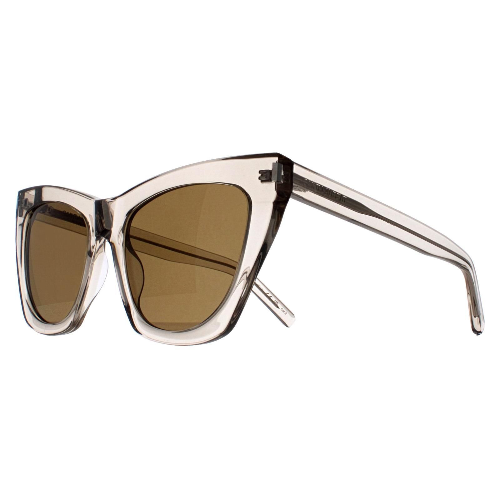 Saint Laurent Saint Laurent Women's Cat Eye Transparent Beige Brown SL214 Kate - 2
