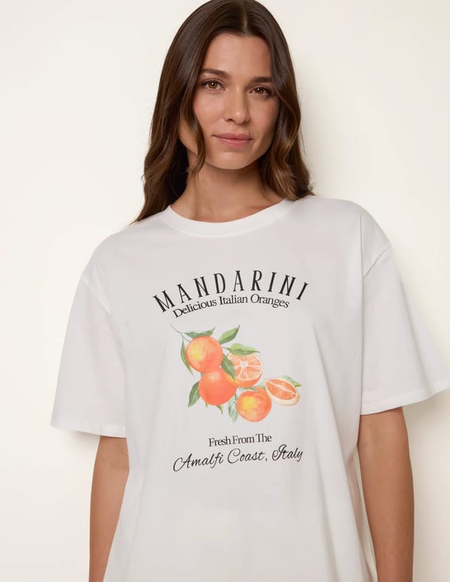 Blue Vanilla Mandarini Graphic Print Crew-Neck T-shirt - 3