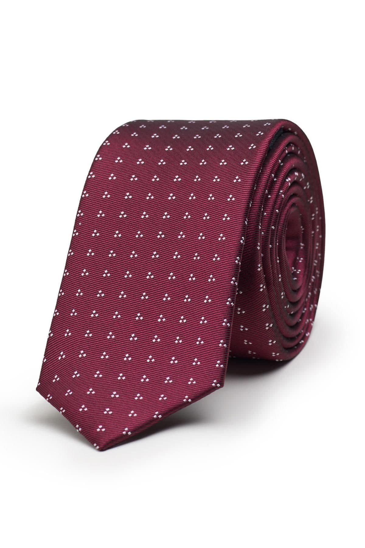 Paisley of London Paisley of London Men's Childrens full length skinny tie - Burgundy trio dot