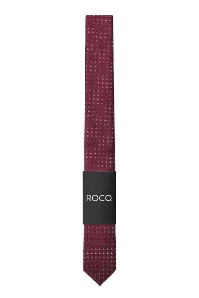 Paisley of London Paisley of London Men's Childrens full length skinny tie - Burgundy trio dot - 2