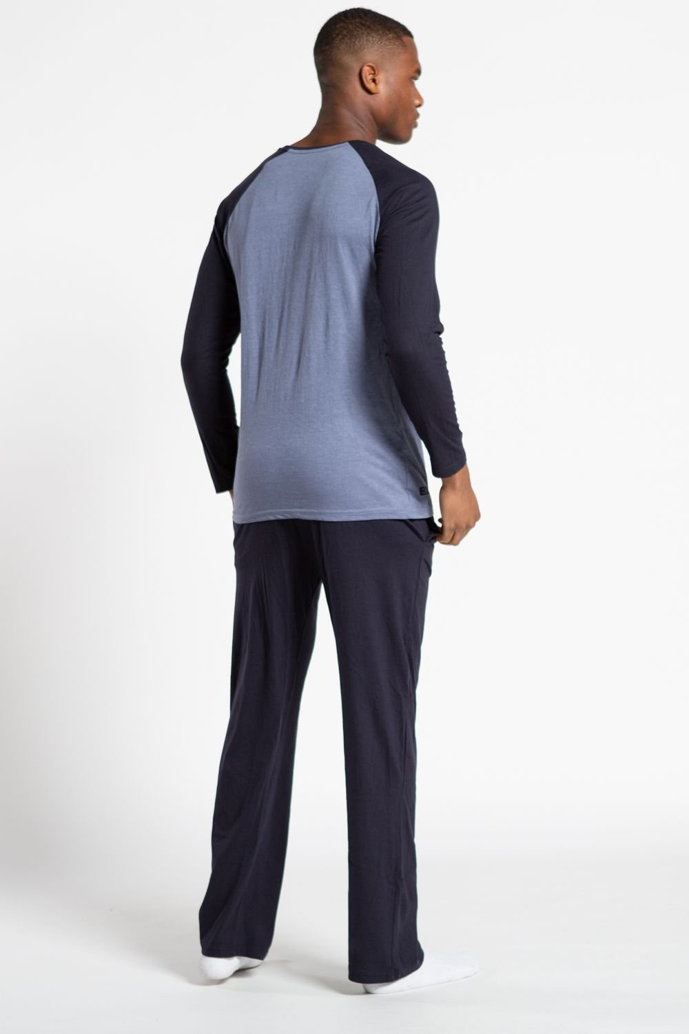 Tokyo Laundry Tokyo Laundry Men's Cotton 2-Piece Long Sleeve Top & Bottoms Pyjama Set in Dark Navy - 2