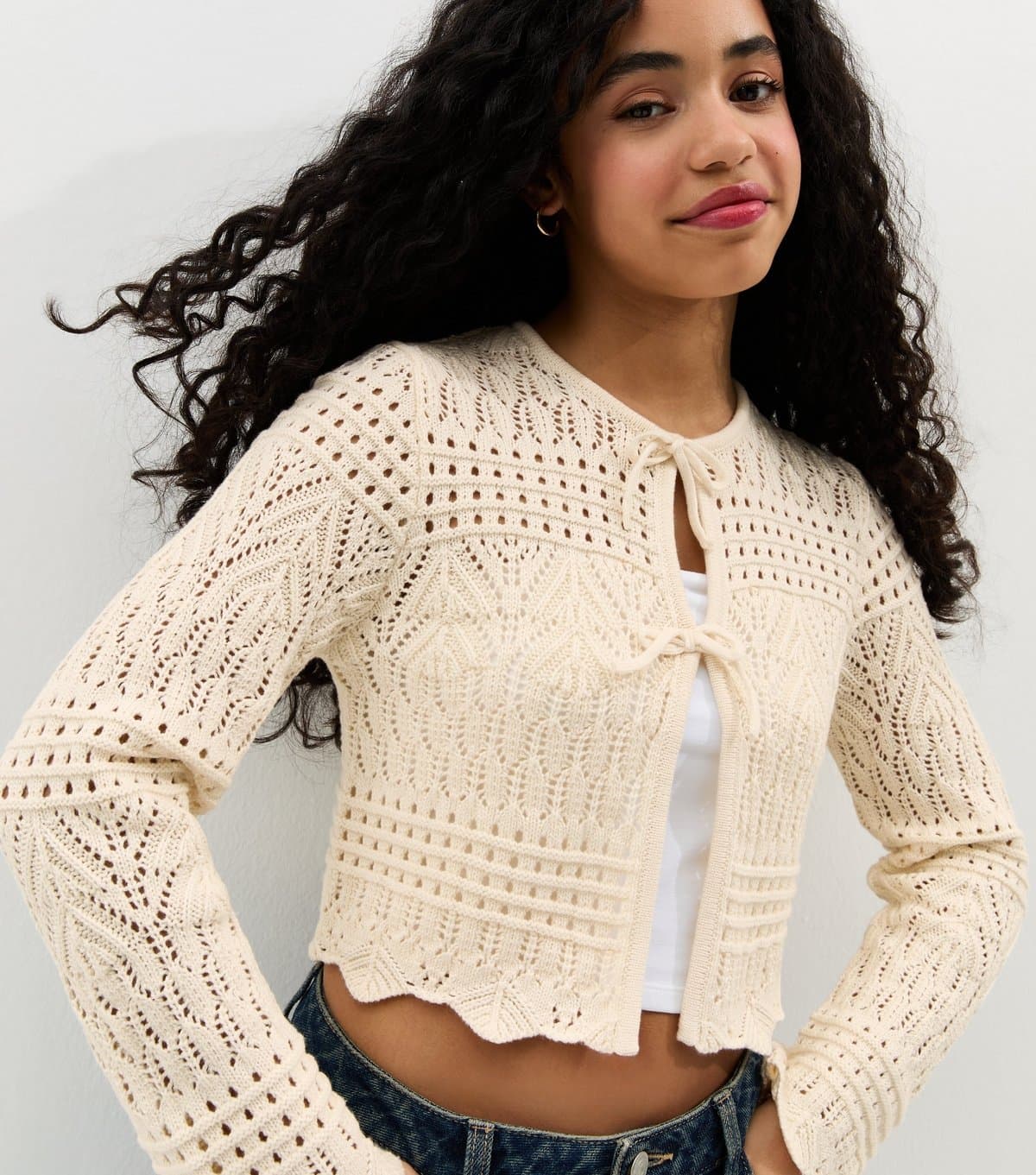 New Look New Look Cream Crochet Cardigan