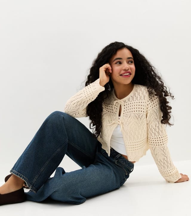 New Look Girls' Cream Crochet Cardigan New Look - 3