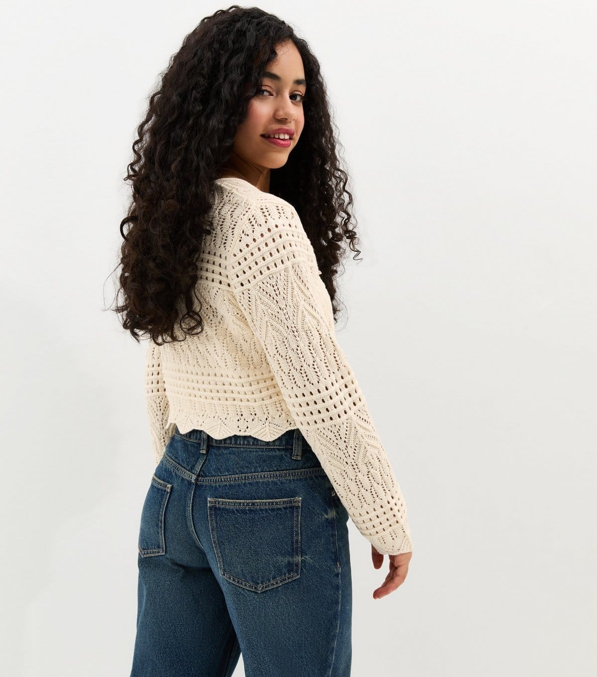 New Look Girls' Cream Crochet Cardigan New Look - 4