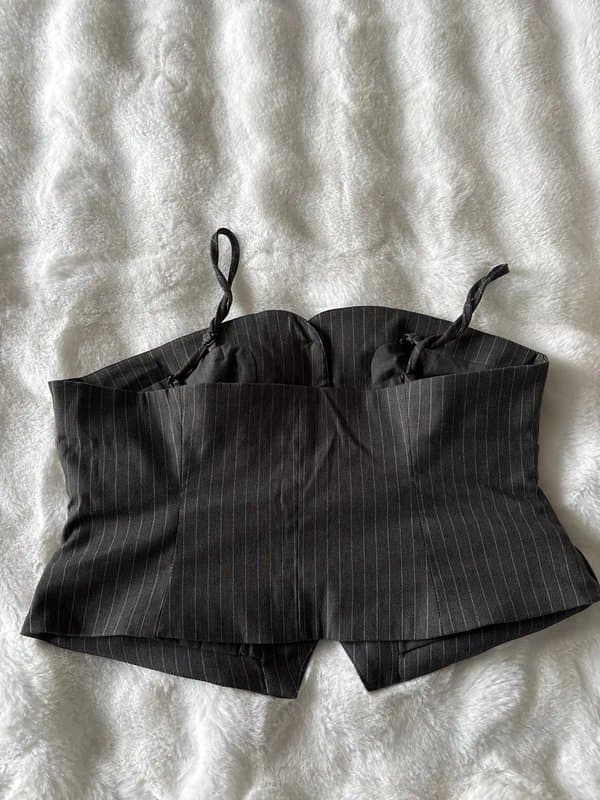 New Look New Look Size UK 14 Black with white stripes waistcoat with straps Womens