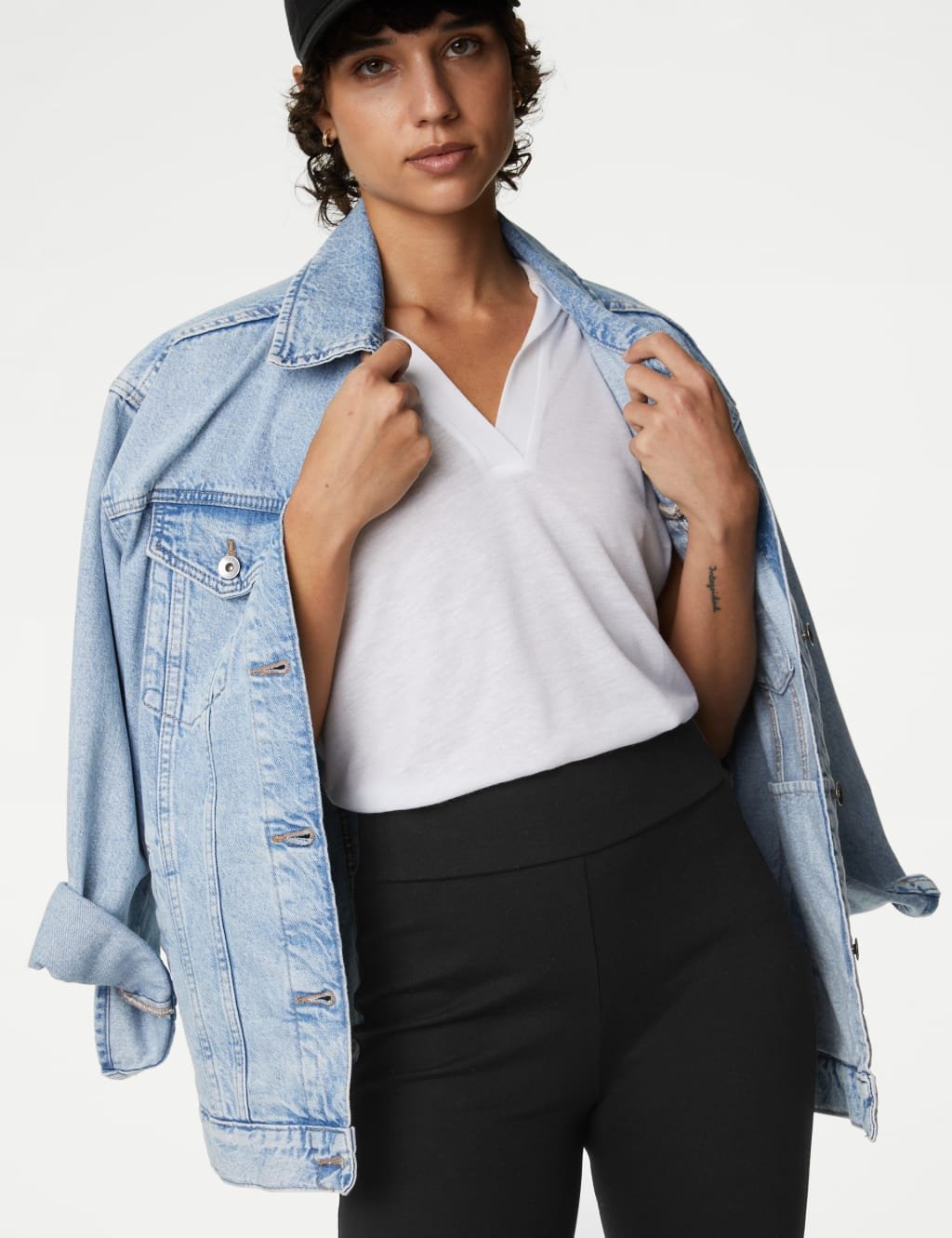 Marks & Spencer M&S Jersey Elasticated Waist Flared Trousers Black - 4