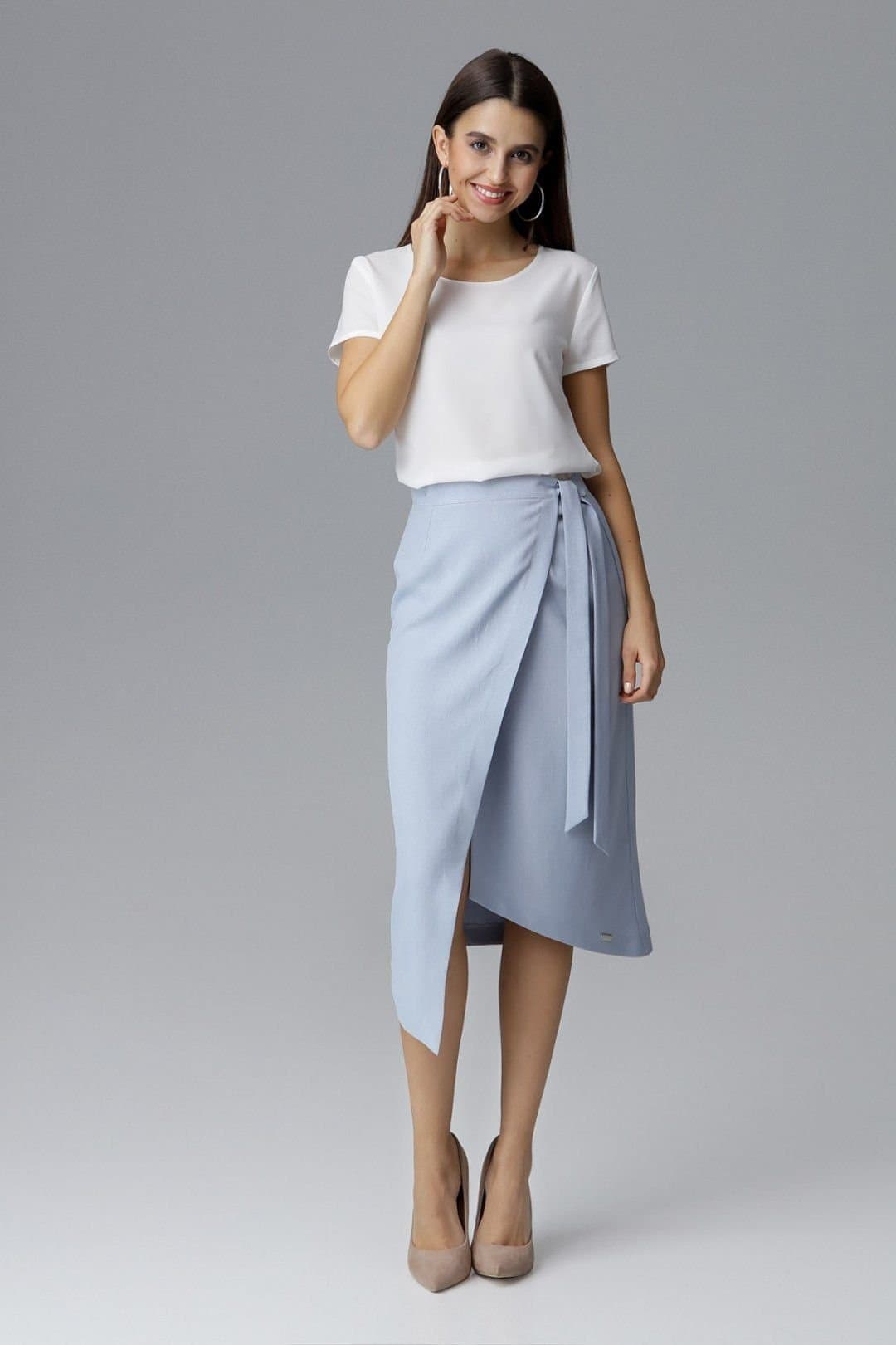 Love Lace Love Lace Women's Asymmetrical Tie Waist Skirt Left Side in Blue