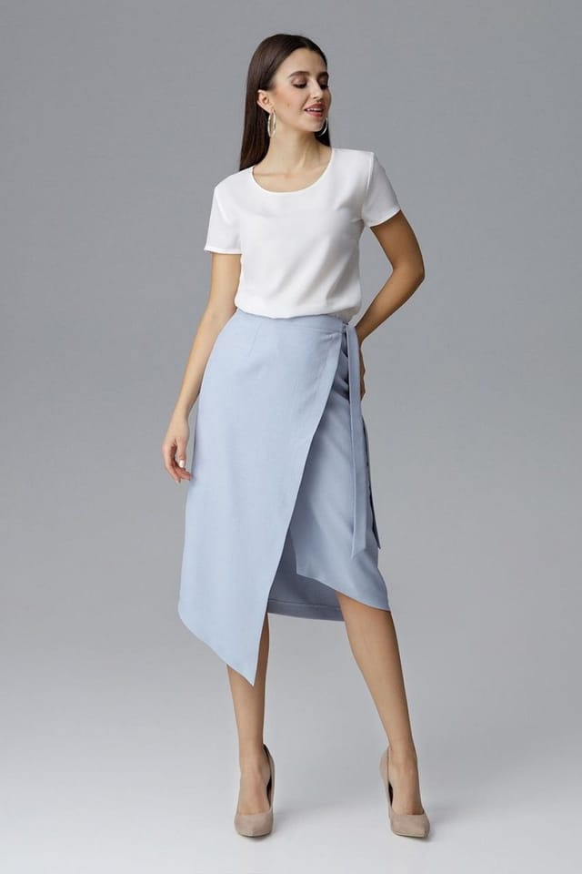 Love Lace Love Lace Women's Asymmetrical Tie Waist Skirt Left Side in Blue - 2
