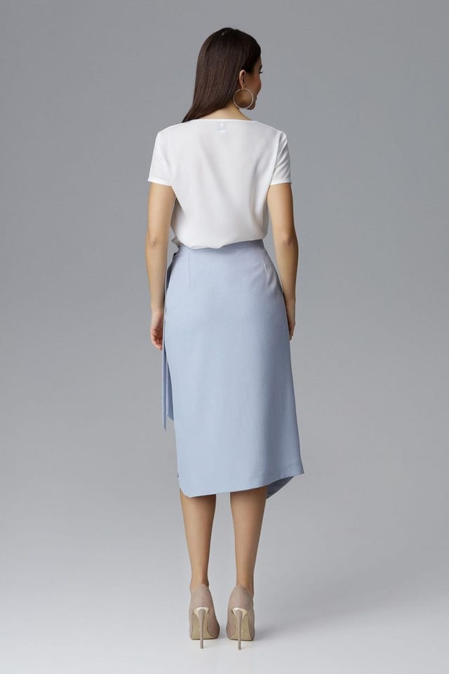 Love Lace Love Lace Women's Asymmetrical Tie Waist Skirt Left Side in Blue - 3