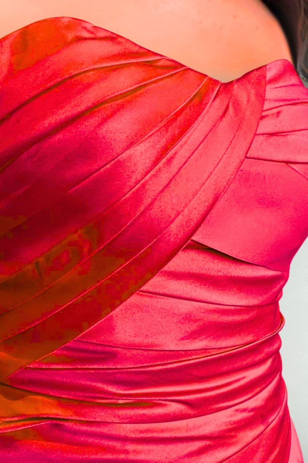 Marco Paul Marco Paul Women's Red Satin Fitted Strapless Bridesmaid Dress - 4