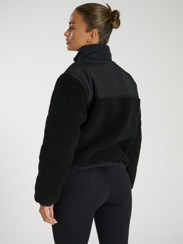 South Beach South Beach Women's Borg Zip Up Padded Jacket in Black - 3