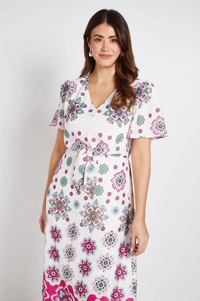 Wallis Wallis Women's Paisley Tie Front Midi Dress in Ivory - 2
