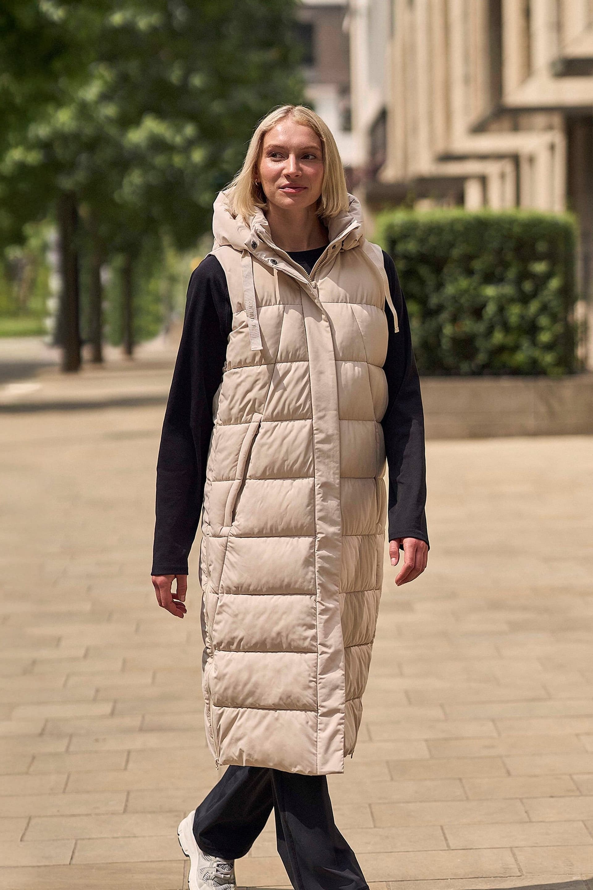 Animal Animal Women's 'Comfort Zone' Water Resistant PFC Free Hooded Padded Longline Gilet in Beige