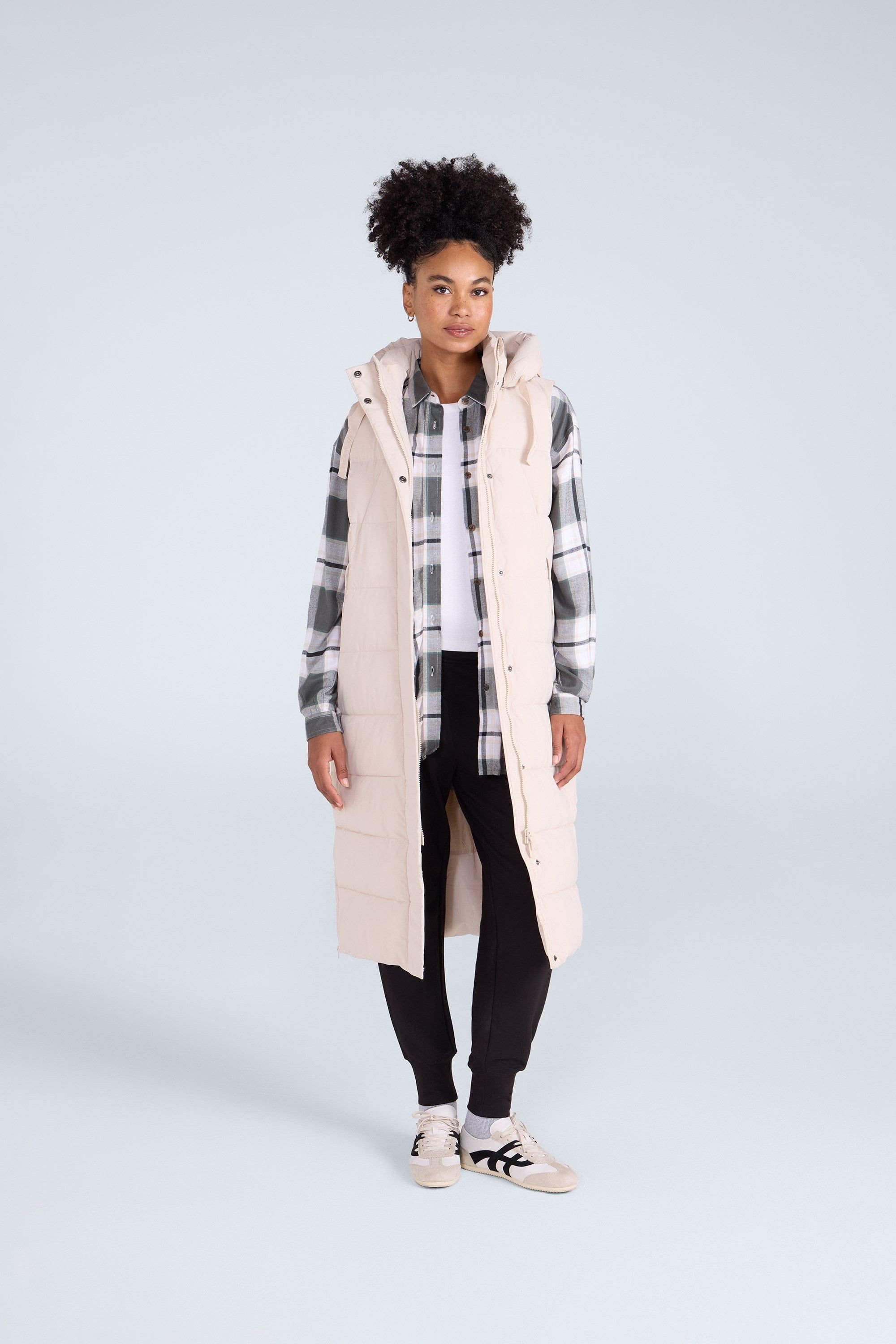 Animal Animal Women's 'Comfort Zone' Water Resistant PFC Free Hooded Padded Longline Gilet in Beige - 2