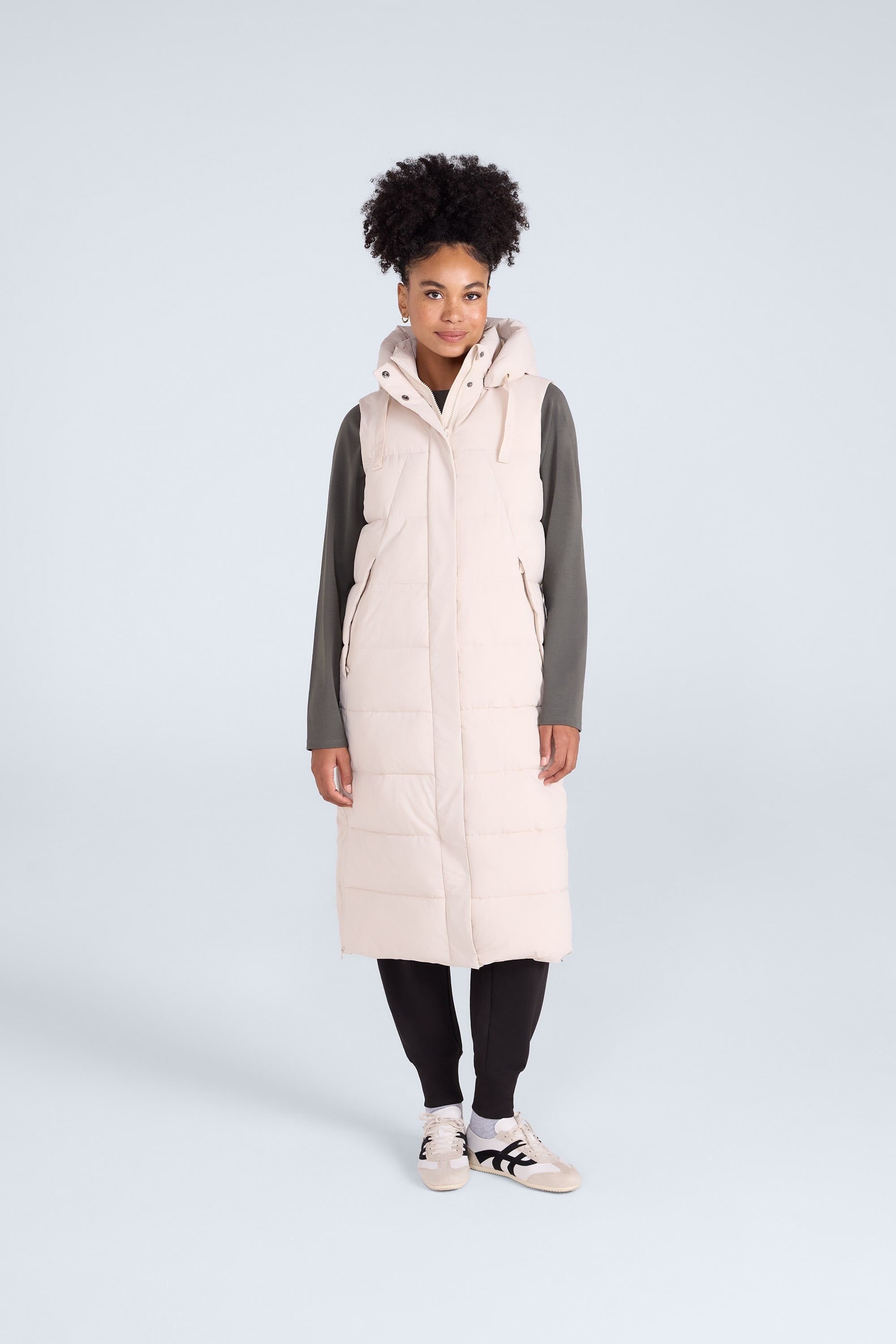 Animal Animal Women's 'Comfort Zone' Water Resistant PFC Free Hooded Padded Longline Gilet in Beige - 3