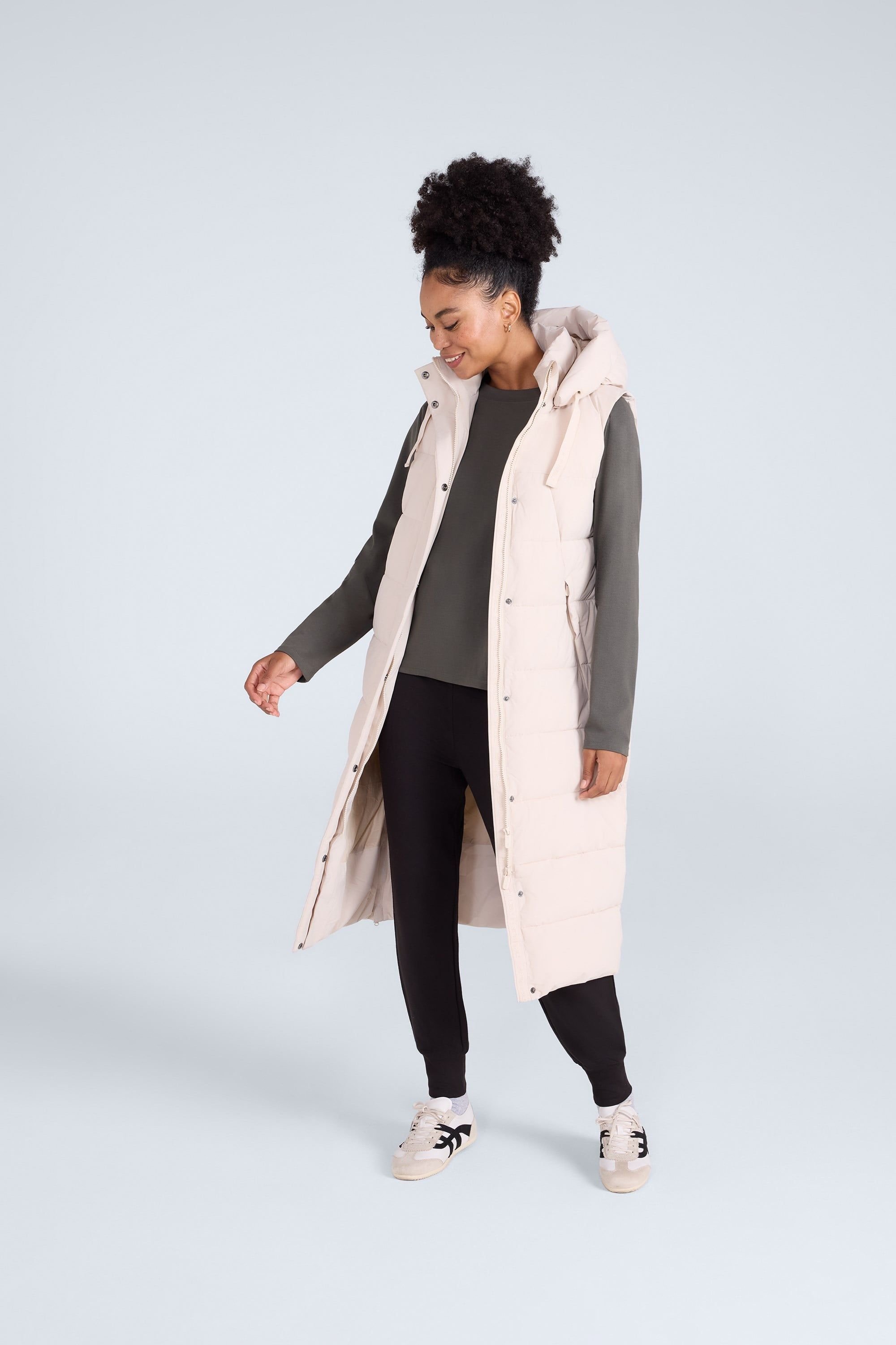 Animal Animal Women's 'Comfort Zone' Water Resistant PFC Free Hooded Padded Longline Gilet in Beige - 4