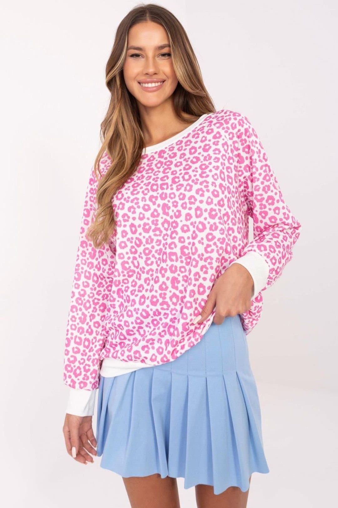 Love Lace Love Lace Women's Spot Animal Print Casual Overhead Blouse in Pink